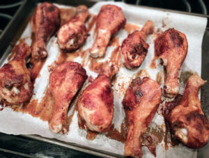 BBQ Chicken Legs, part way through cooking