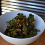 Zesty nacho kale chips in a bowl