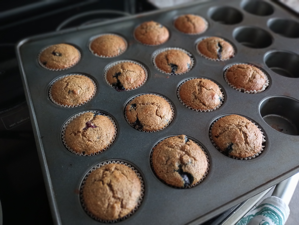 Blueberry Banana Muffins Gluten-Free in the pan