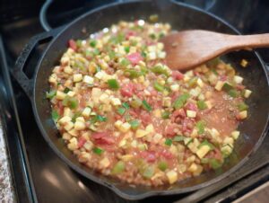 Vegetarian TexMex Rice Bake - adding in the tomatoes