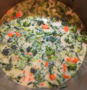 Broccoli Cheese Soup - add in the veggies