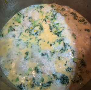 Broccoli Cheese Soup - on simmer