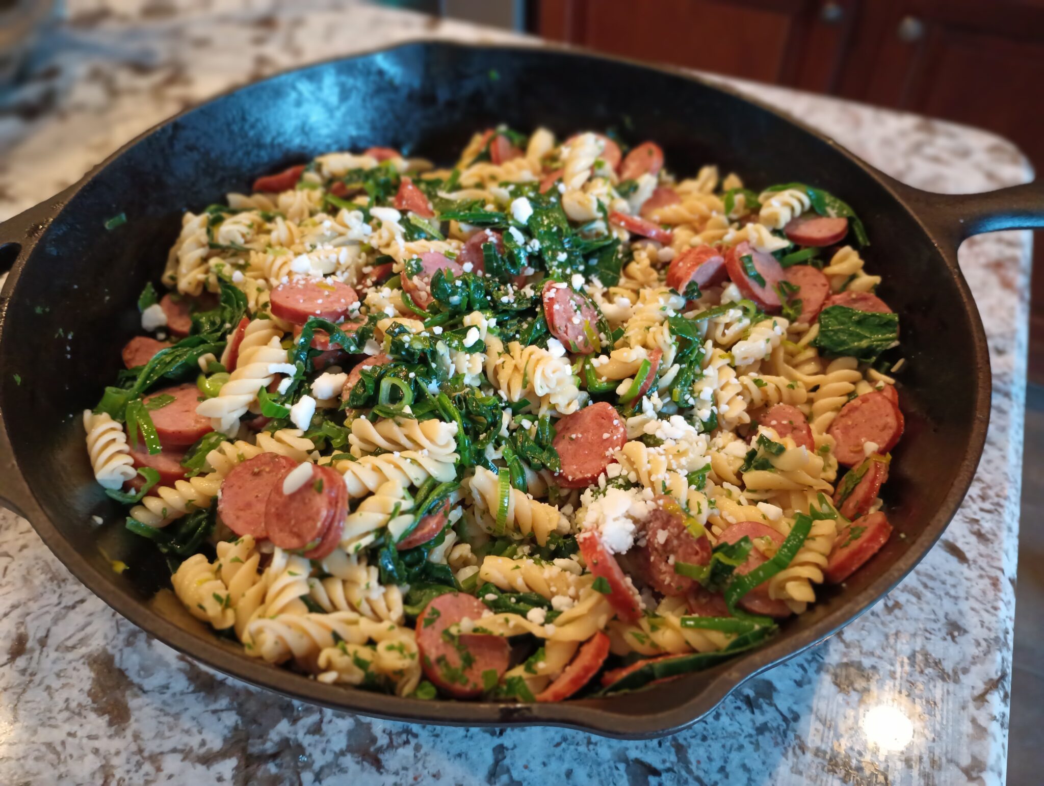 Chickpea Rotini with Spinach and Sausage Eat Fresh, Mama!